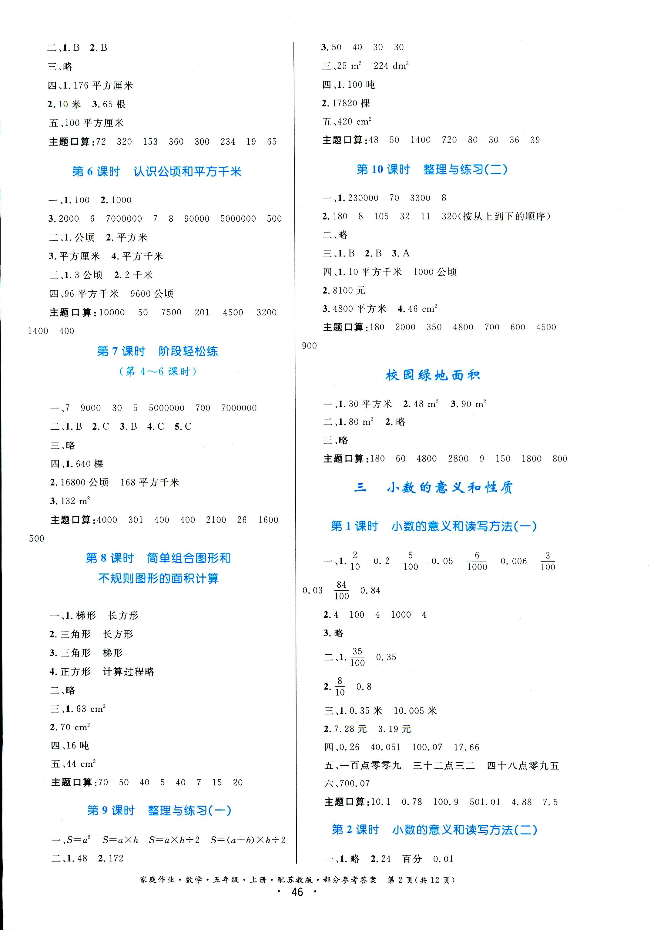 2018年家庭作业五年级数学苏教版答案精英家教网