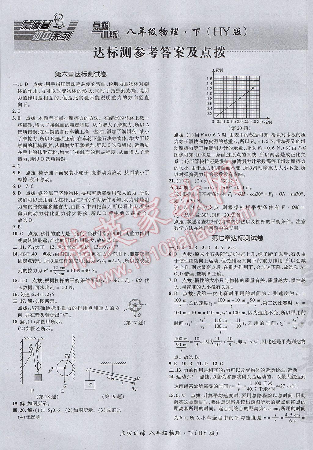 2017年点拨训练八年级物理下册沪粤版