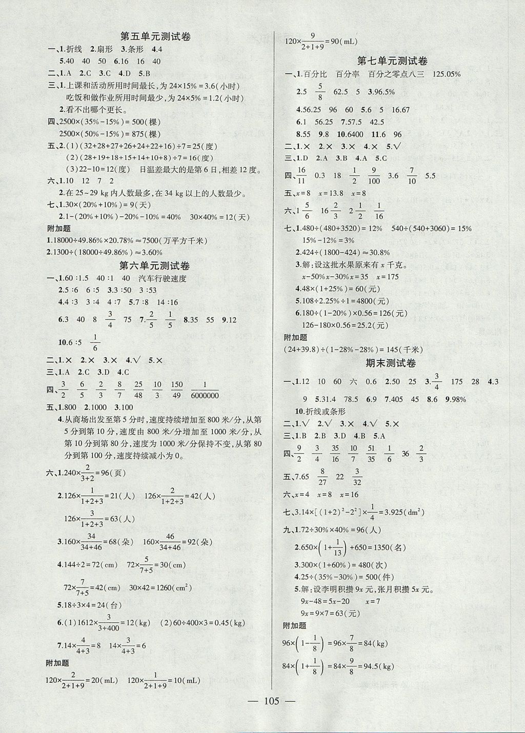 2017年创优作业100分导学案六年级数学上册北师大版答案