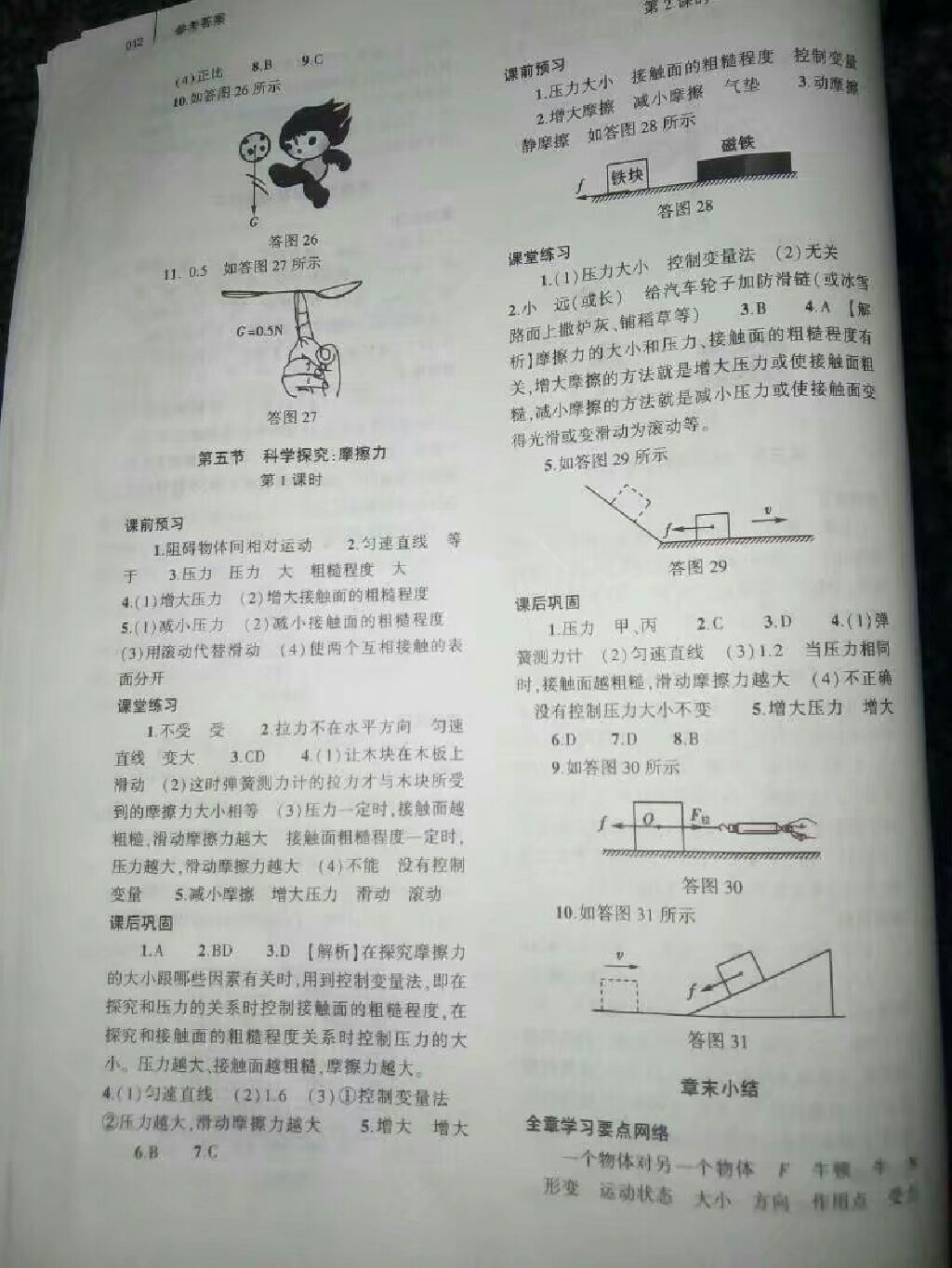 2017年基础训练八年级物理全一册沪科版 参考答案