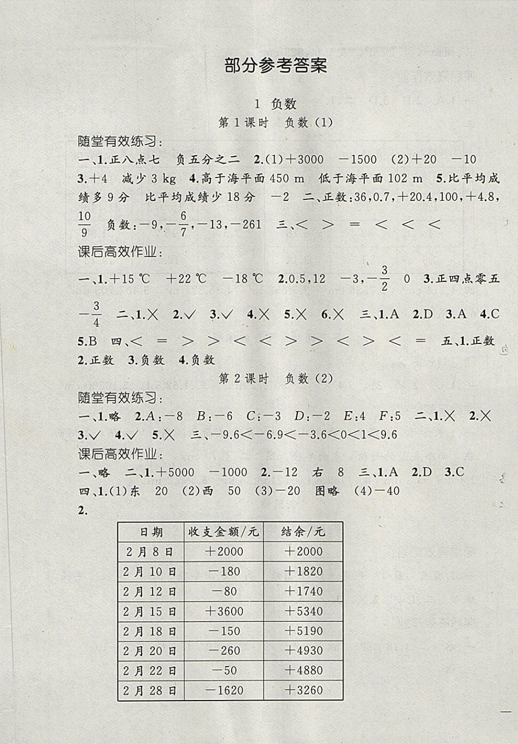 同步轻松练习六年级数学所有年代上下册答案大全—青夏教育精英家教