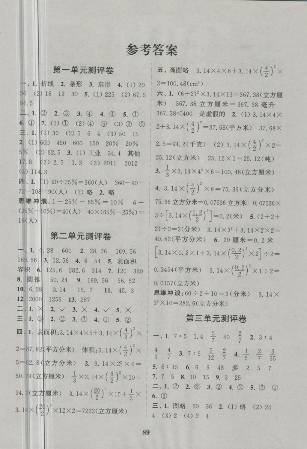 收藏练习册《2018年通城学典小学全程测评卷六年级数学下