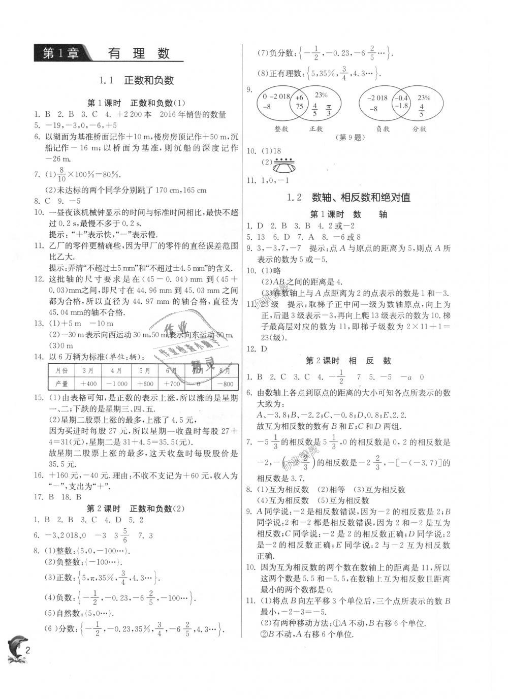 2018年实验班提优训练七年级数学上册沪科版答案—青夏教育精英家教