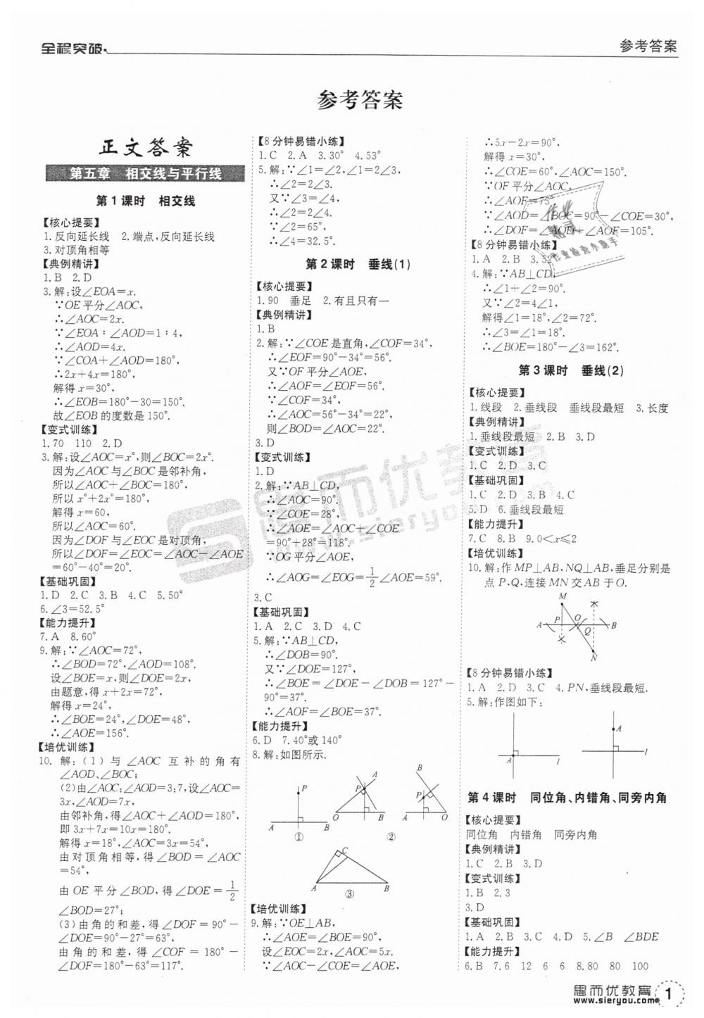 2019年全程突破七年级数学下册人教版