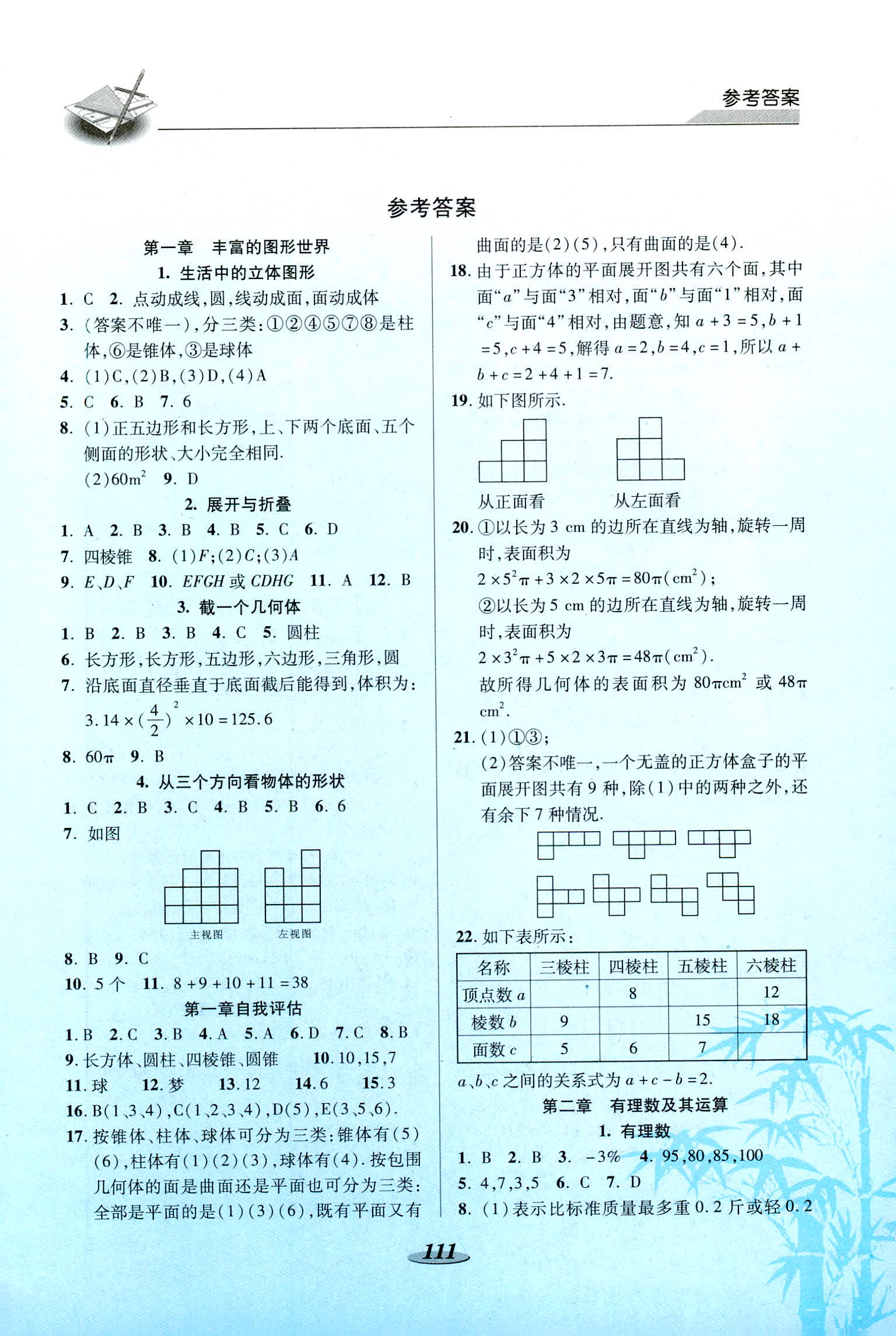 2018年新课标教材同步导练七年级数学上册c版