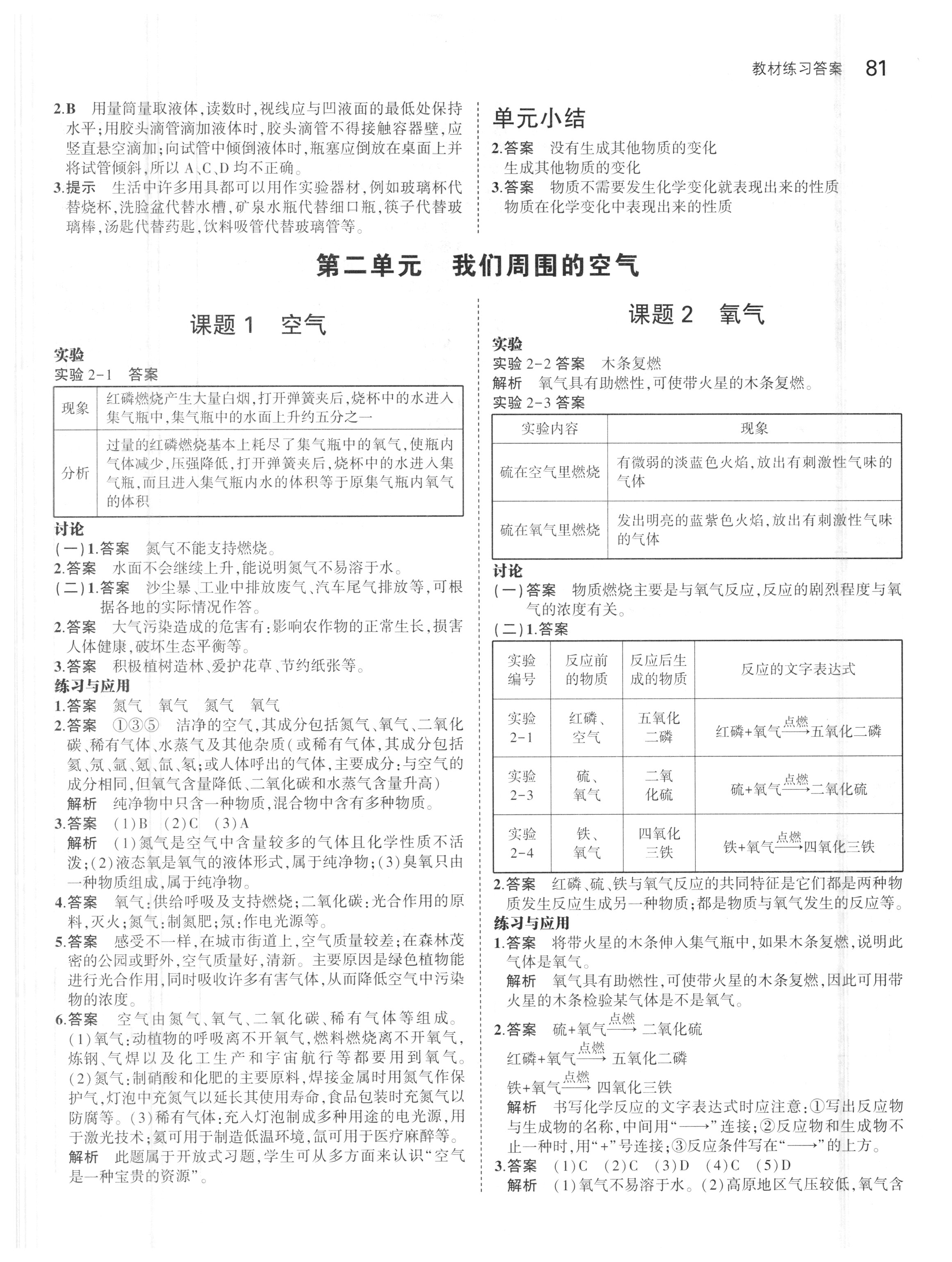 课本人教版九年级化学上册