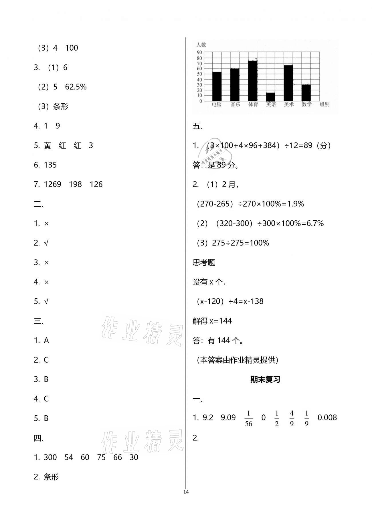 强化卷（期末复习） - 参考答案第14页