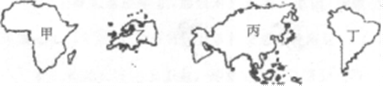 下面四大洲轮廓图季风气候最典型的大洲是   (   )