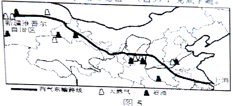 (三)读"西气东输工程示意图(图5,完成下题.