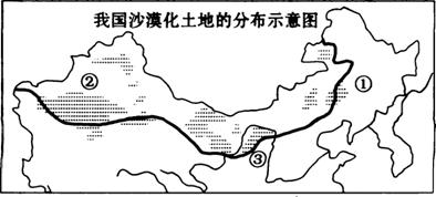 32.下图为我国沙漠化土地分布示意图,读图回答下列问题.