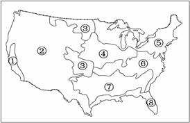 ⒉读美国农业带分布图,完成下列填空:点击展开完整题目试题详情