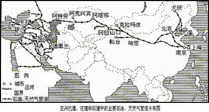 方案52281010乙方案60201010(1)亚洲油气管道有西伸(西亚-地中海沿岸)