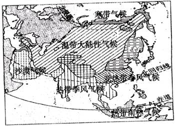 黑海→土耳其海峡-地中海→大西洋→中国 1.亚洲气候地跨 a.