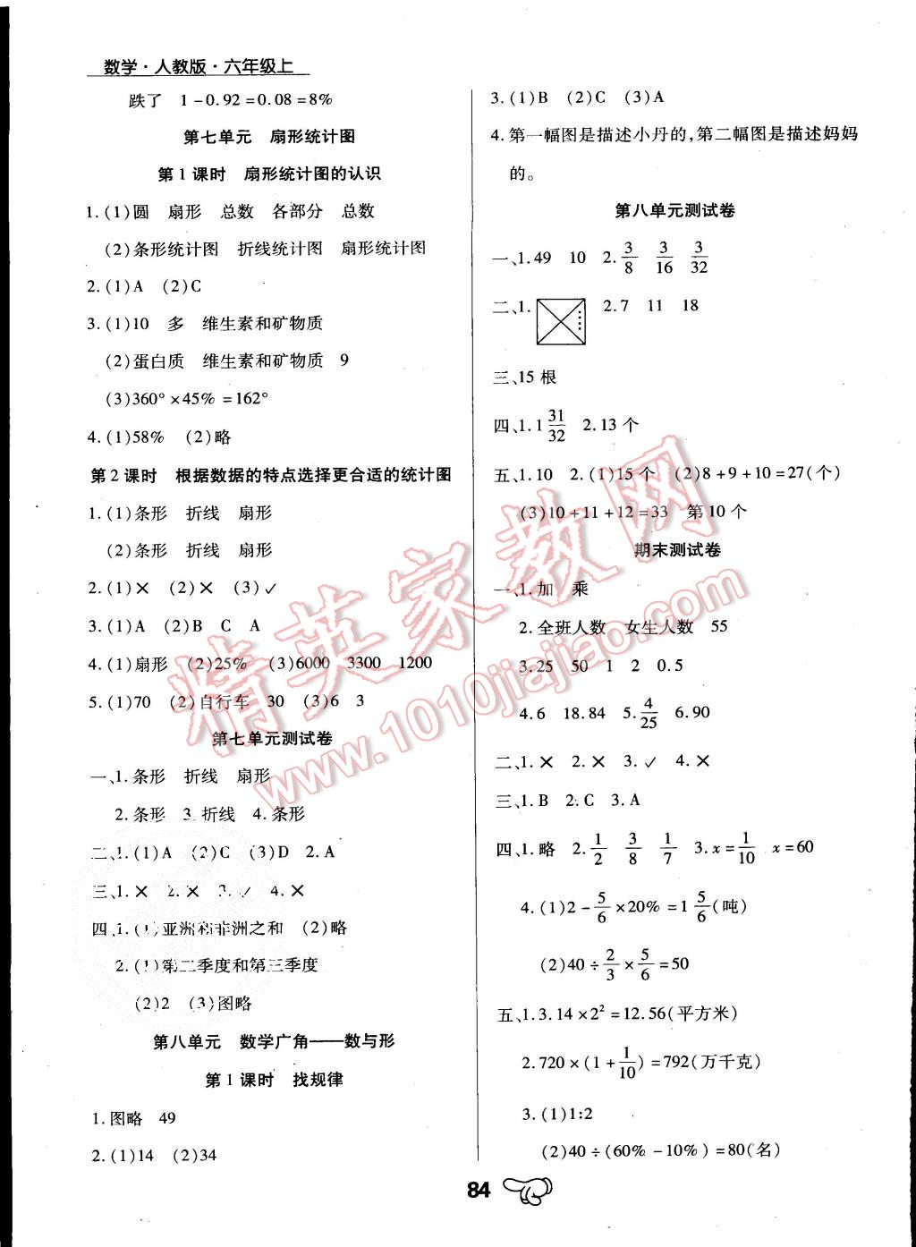 2015年小学升同步练测六年级数学上册人教版答案精英家教网