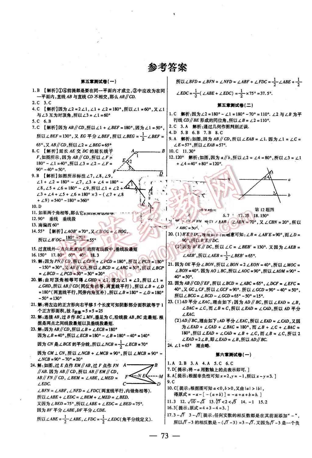 2016年名师金考卷七年级数学下册人教版