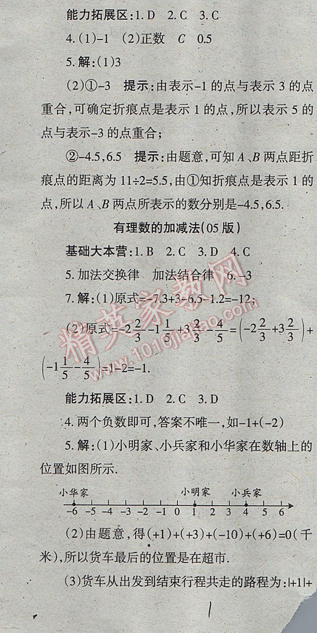 2017年学习方法报数学周刊七年级人教版 参考答案第1页