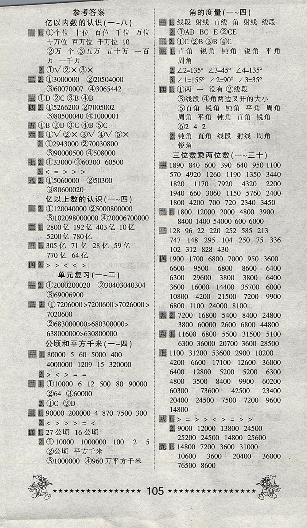 2017年一天一頁每日6分鐘口算天天練四年級數學上冊人教版