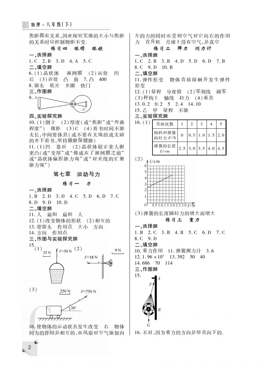 2018年课堂练习册八年级物理下册c版答案—青夏教育精英家教网