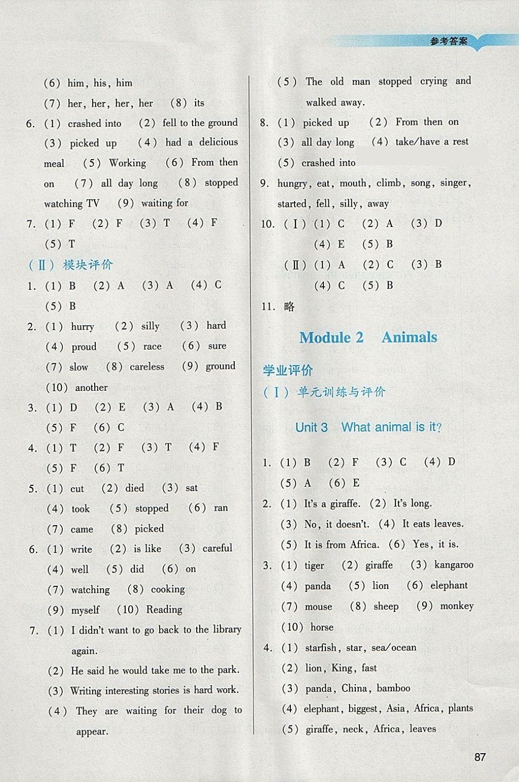 2018年阳光学业评价六年级英语下册教科版 参考答案第2页