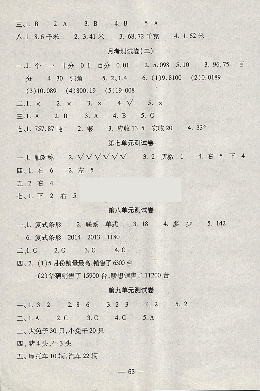 2018年名校全程練考卷四年級數學下冊人教版