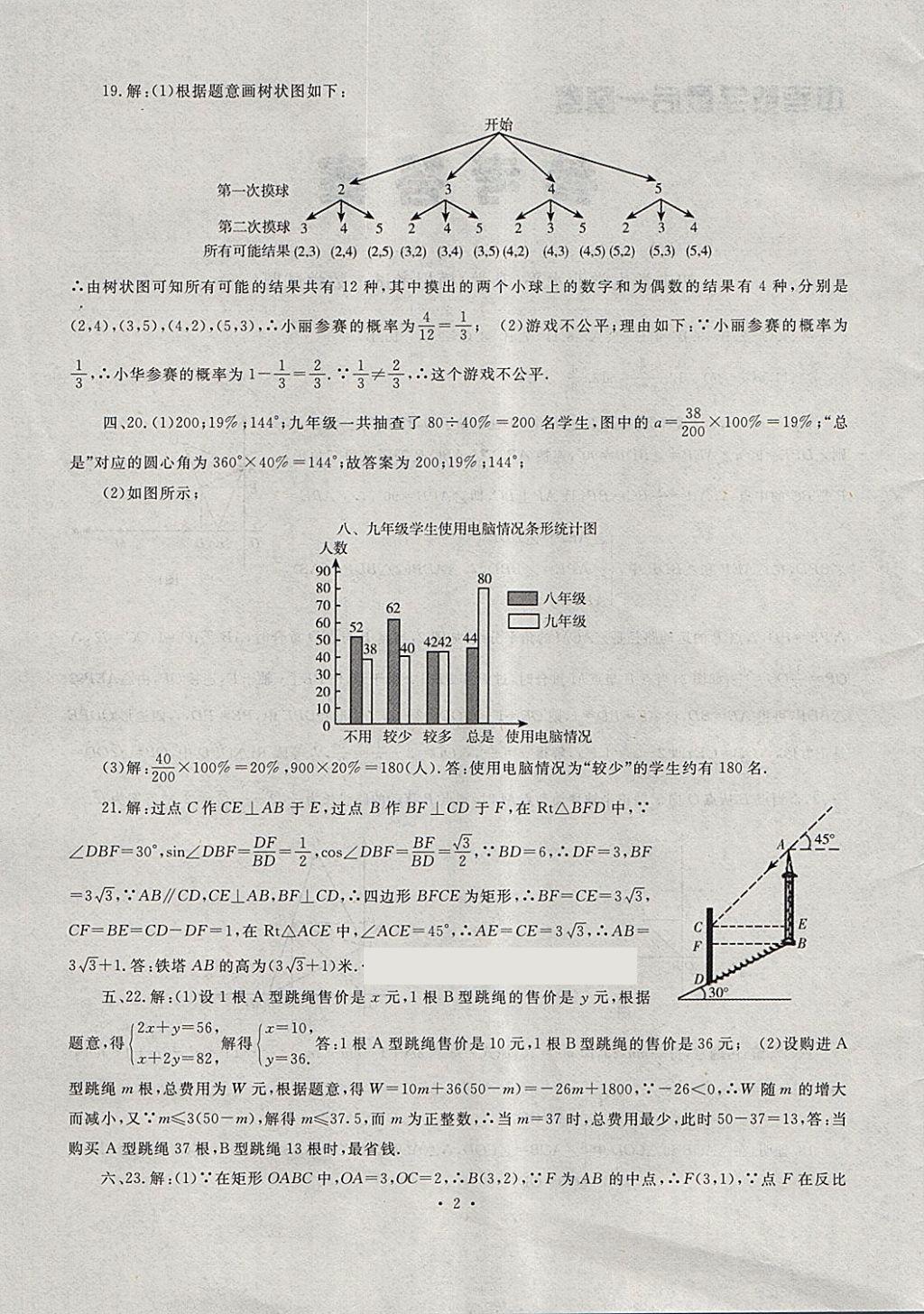 2018年中考最后一套卷数学答案——青夏教育精英家教网