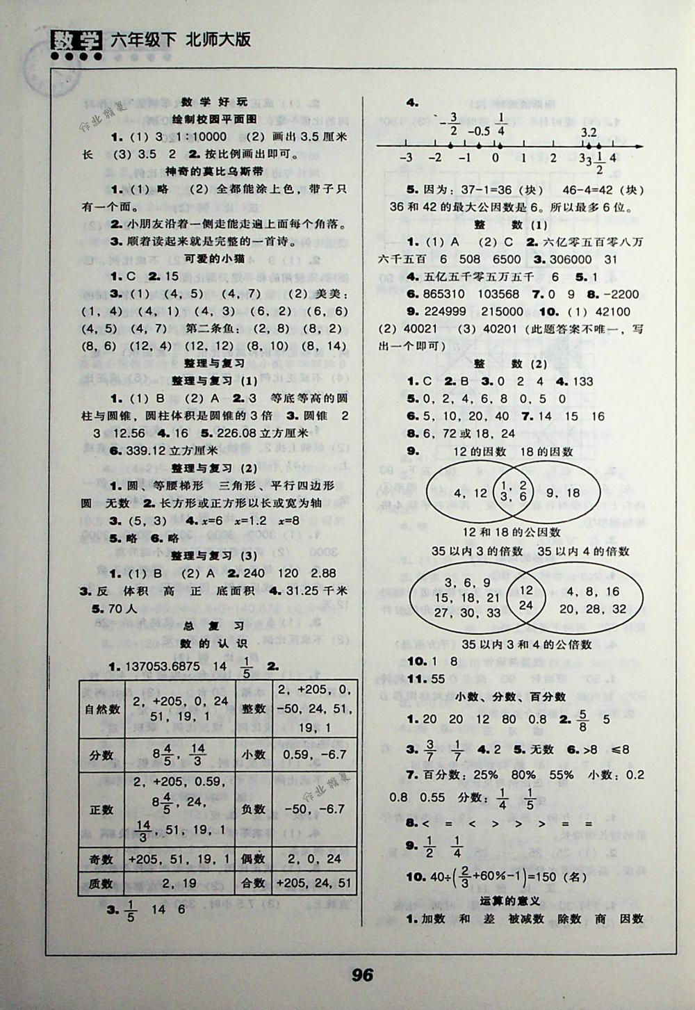 2018年新课程能力培养六年级数学下册北师大版答案—青夏教育精英