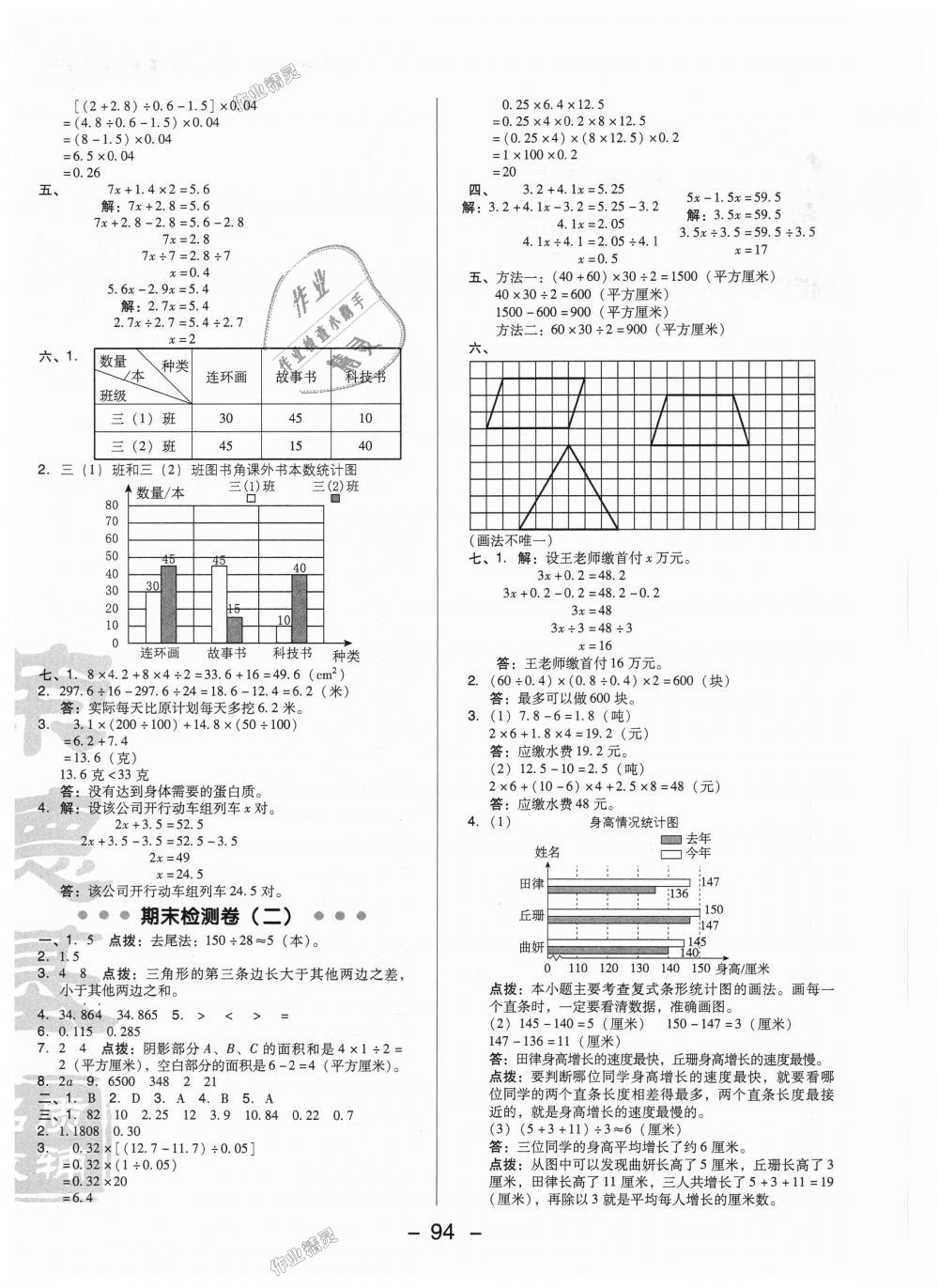 2018年综合应用创新题典中点五年级数学上册北京课改版答案——青夏