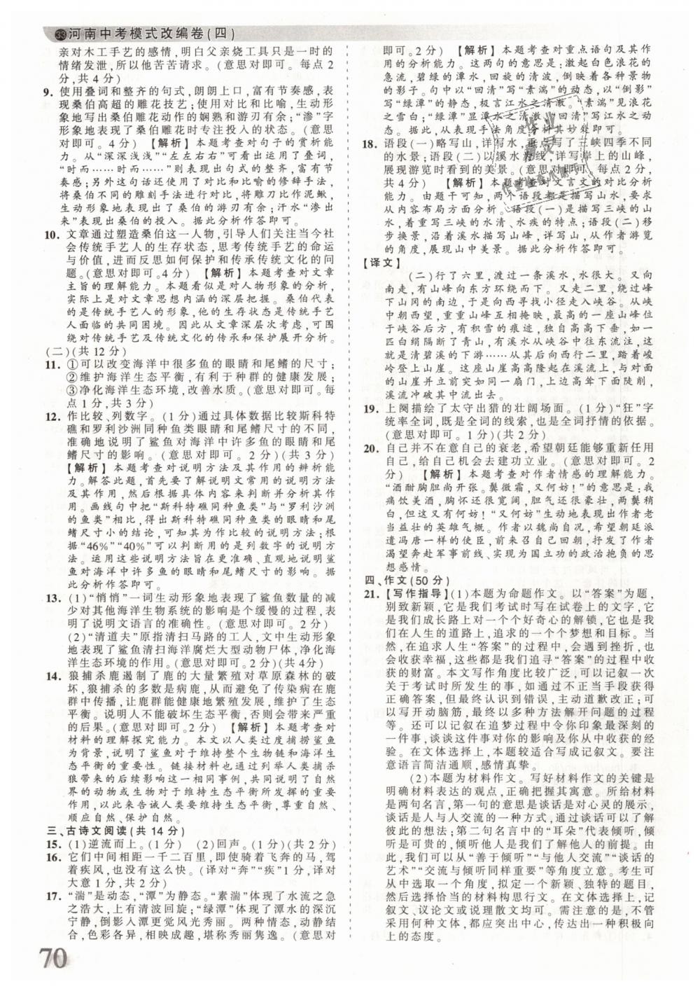 2019年王朝霞河南中考真题精编九年级语文下册 第70页