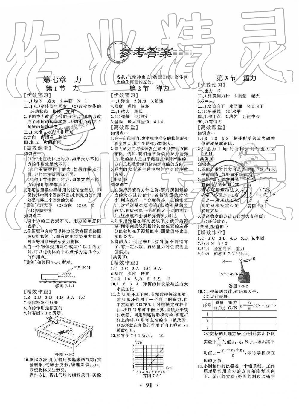 八年级物理下册人教版重庆专版 第1页 参考答案 分享练习册得积分