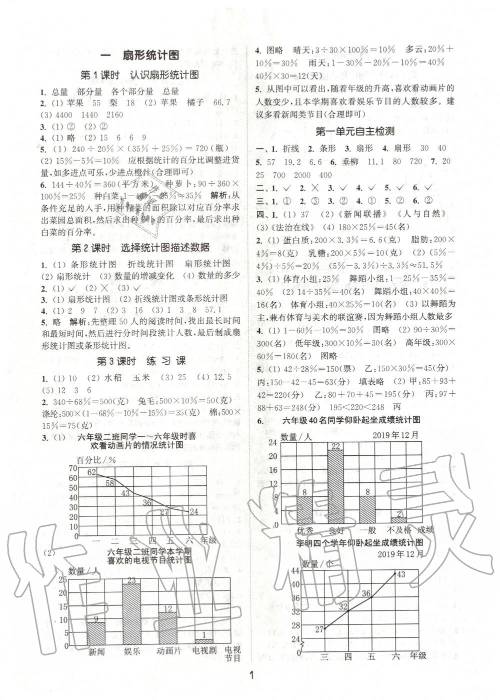 通城学典课时作业本六年级数学苏教版江苏专用所有年代上下册答案大全