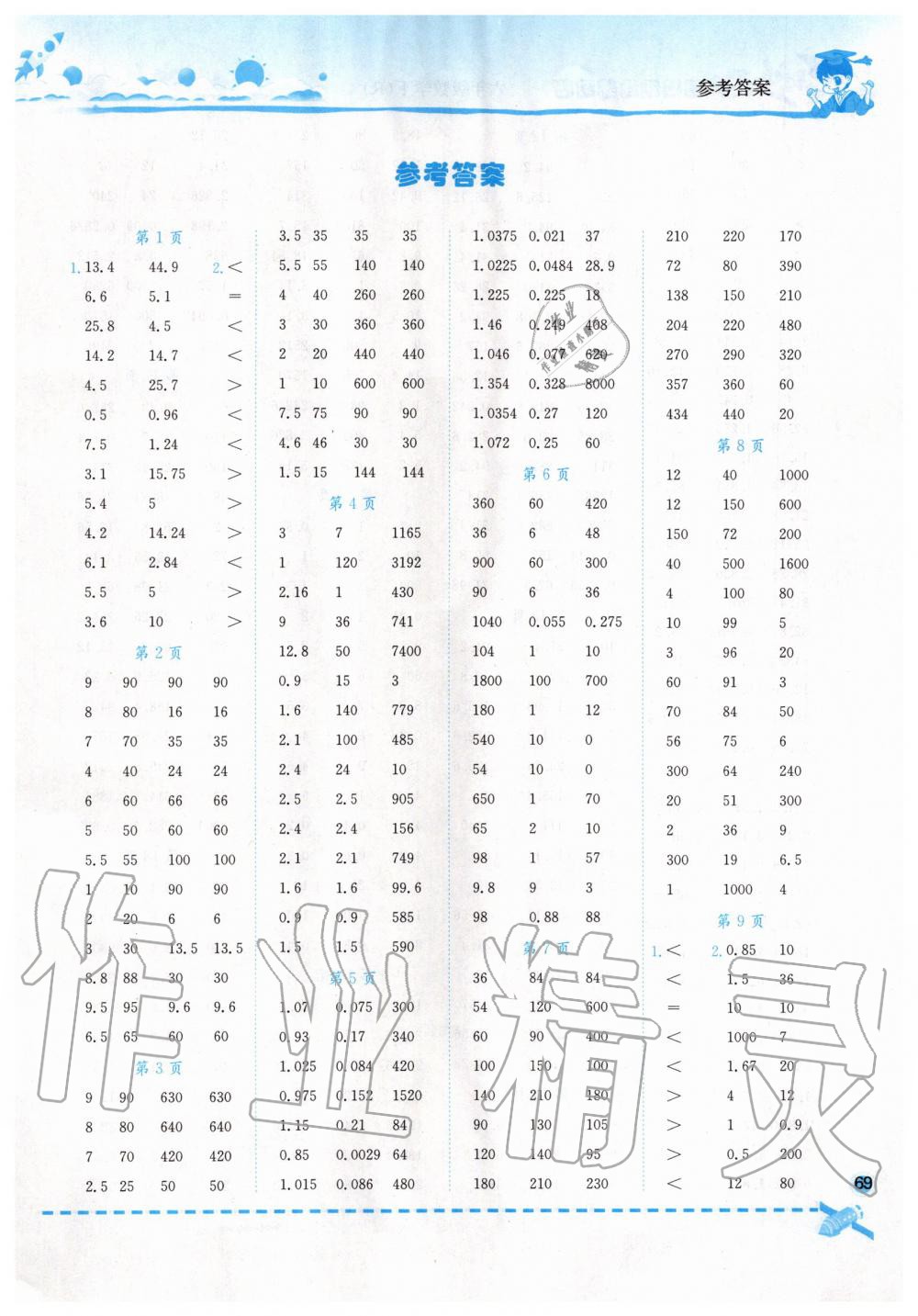 2020年黄冈小状元口算速算练习册六年级数学下册人教版