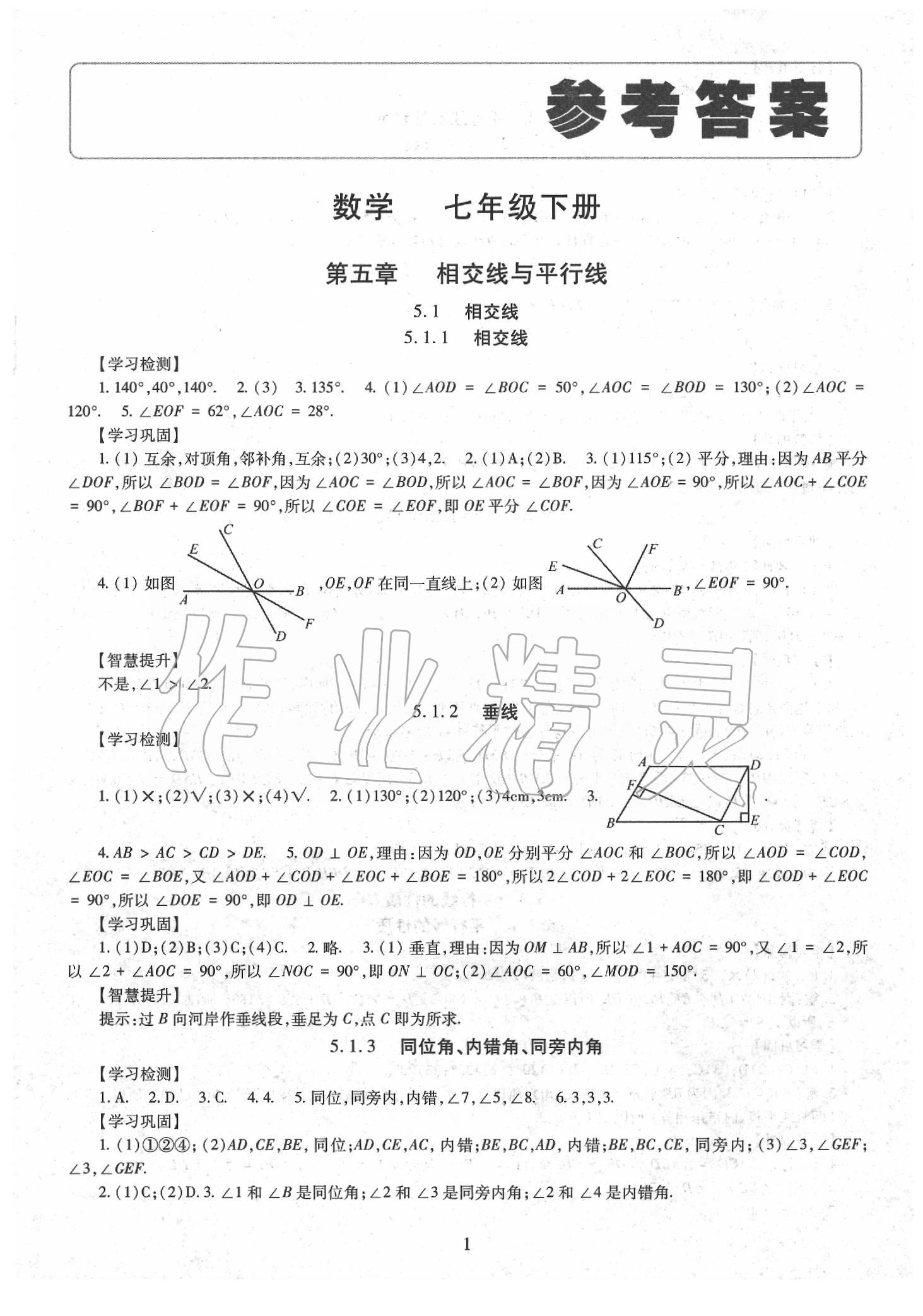 2020年同步学习七年级数学下册人教版答案—青夏教育精英家教网