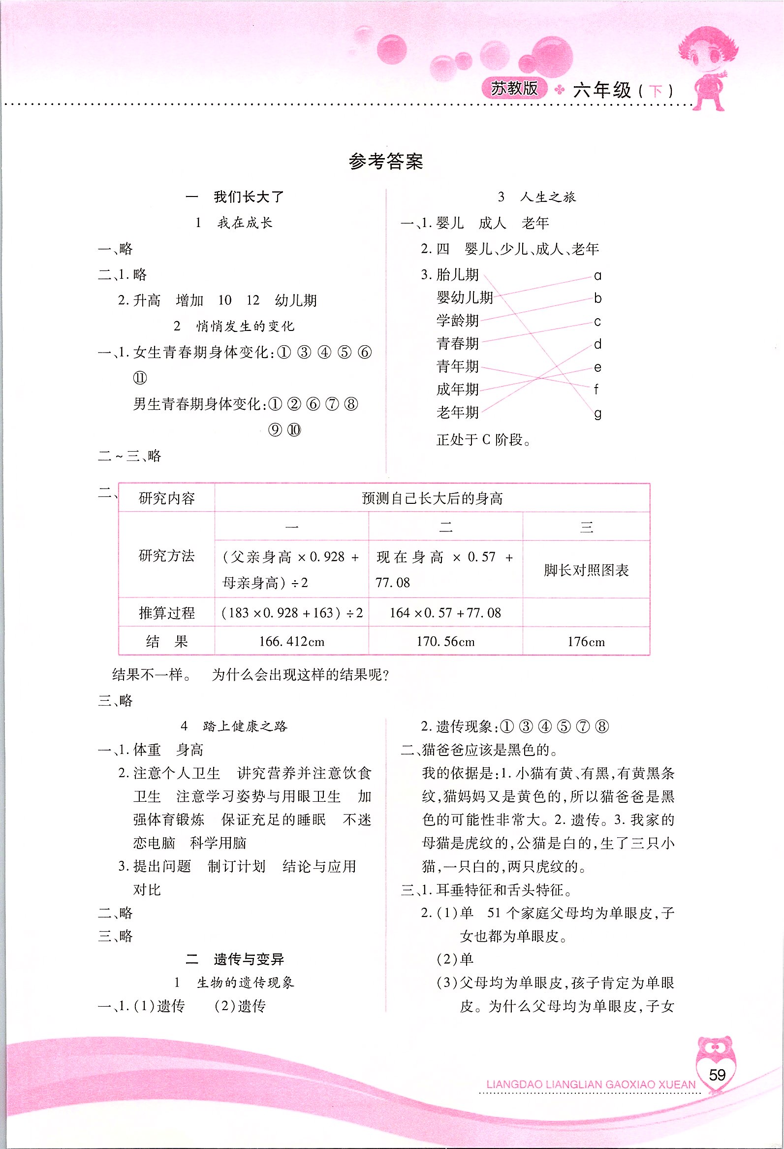 练高效学案六年级科学下册苏教版 第1页 参考答案 分享练习册得积分