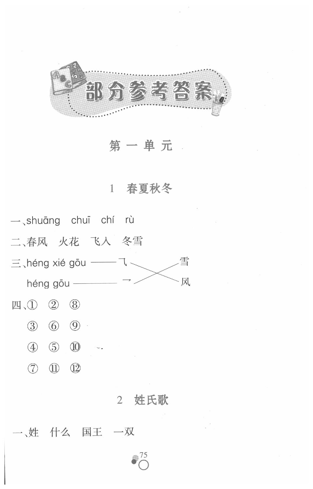 2020年课堂作业本一年级语文下册人教版江西高校出版社