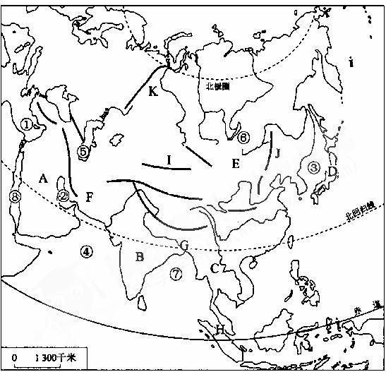 亚洲分布图手绘图片