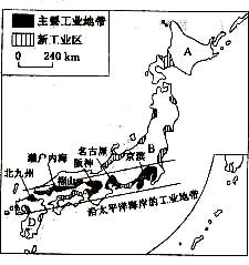 读下右"日本主要工业区分布图.回答1-4题 1.