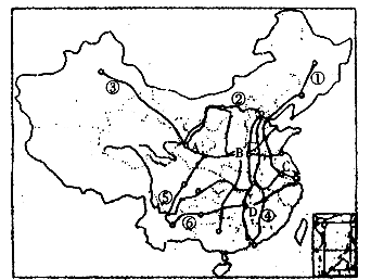 22.讀中國鐵路主要幹線圖,回答下列問題(5分)