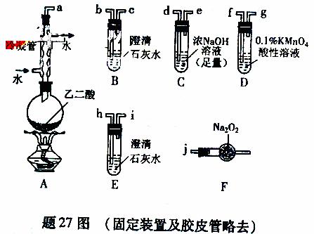 (15分)两个学习小组用题27图装置探究乙二酸(hooc-cooh)受热分解的
