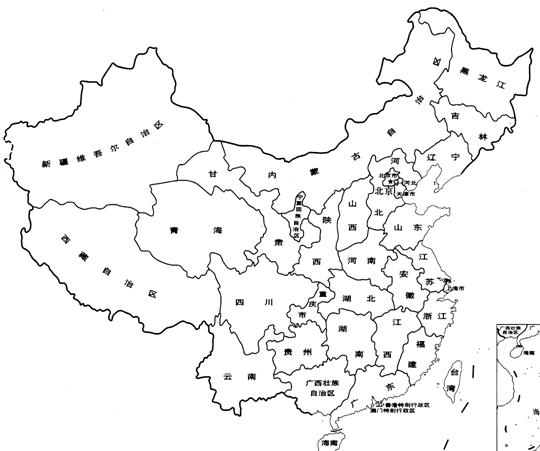 中国政区轮廓图及简称图片